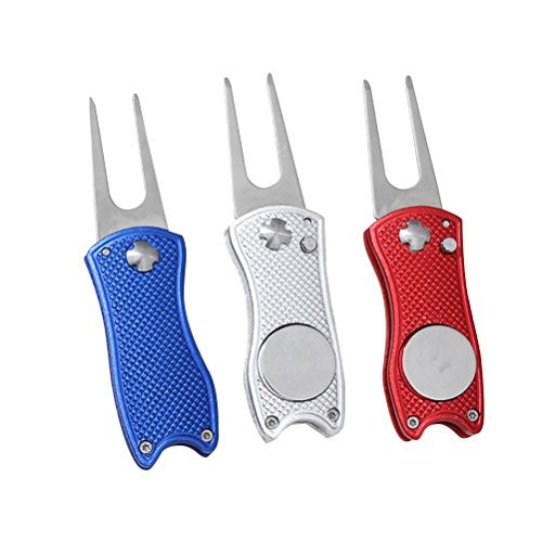 VORCOOL Stainless Steel Foldable Golf Divot Repair Tool Ball Marker Golf Pitch Fork Putting Golfer Training Accessory?3Pcs ?