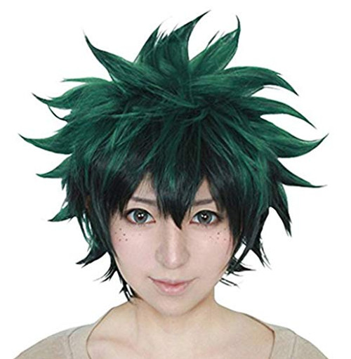 Anogol Hair Cap Green Short Wavy Cosplay Wig Anime Costume For Boy s Synthetic Hair Wigs Anogol Hair Cap Green Short Wavy Cosplay Wig Anime Costume For Boy s Synthetic Hair Wigs