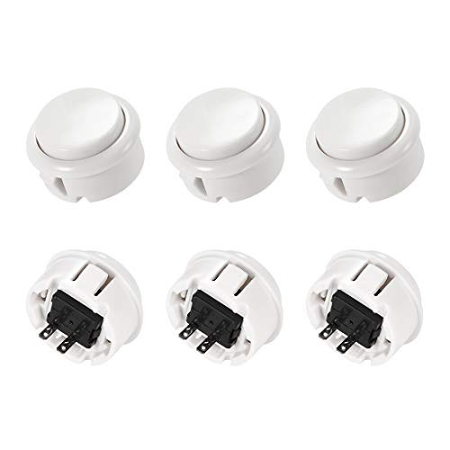 uxcell 30mm Mounting Hole Momentary Game Push Button Switch for Arcade Video Games White 6pcs