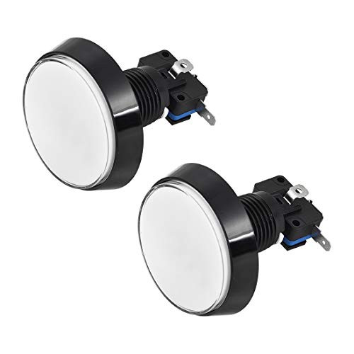uxcell Game Push Button 60mm Round 12V LED Illuminated Push Button Switch with Micro Switch for Arcade Video Games White 2pcs