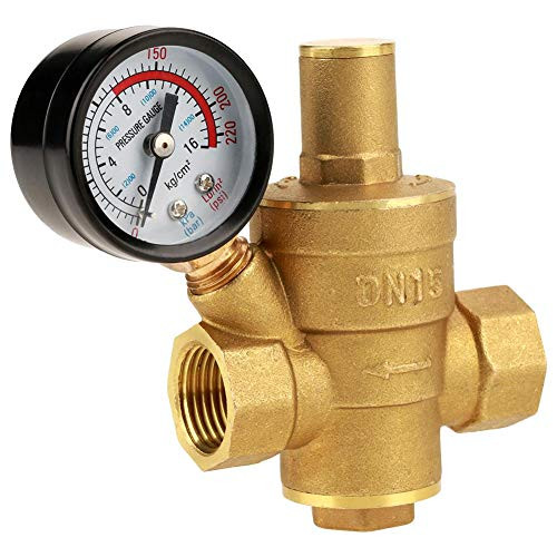 Water Pressure Valve Brass DN15 Adjustable Water Pressure Regulator Pressure Reducing Valve with Gauge Meter for Tap Water Equipment
