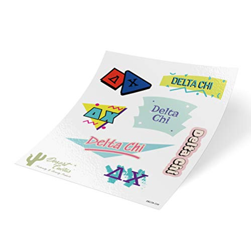 Delta Chi 90's Themed Sticker Sheet Decal Laptop Water Bottle Car Deltas (Full Sheet - 90's)