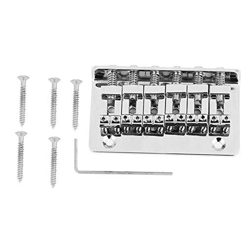 Guitar Bridge 6 String Metal Fixed Hardtail Tailpiece Bridge Saddle with 5 Pcs Screws for Electric Guitar Bass