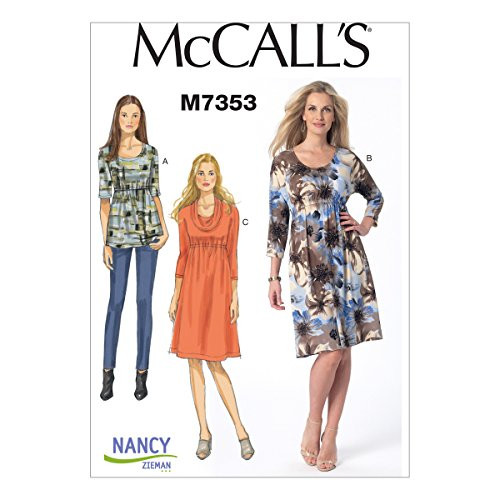McCall's Patterns M7353 Misses' Raised Elastic-Waist Top and Dresses, Size A5 (6-8-10-12-14)
