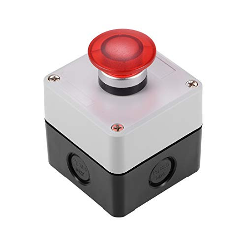 uxcell Push Button Switch Station Momentary 1NC 1NO Mushroom Red Switch 600V 10A