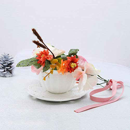 Barode Boho Flower Headband Adjustable Floral Garland Crown Wedding Halo Headpieces with Ribbon