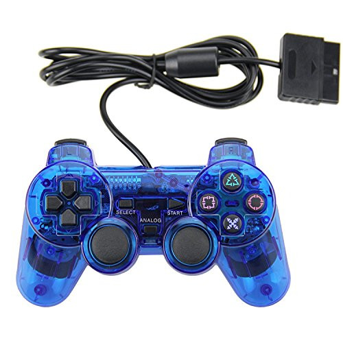 PS2 Wired Controller Double Shock Dual Vibration Twin Shock Gamepad for Sony Playstation 2 Blue