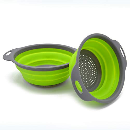 Collapsible Colander   Astarexin Food Grade Silicone Strainer Space Saver Folding Strainer Colander kitchen Tools 2 Collapsible Set