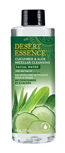 Desert Essence Facial Water   Cucumber   Aloe Micellar w Tea Tree Oil   8 Fl Oz   Micellar Cleansing   Calms Irritated Skin   Revitalized   Refreshed