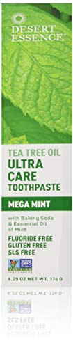 Desert Essence Natural Tea Tree Oil Ultra Care Toothpaste   Mega Mint   625 Oz   Helps Soothe Gums   Reduce Plaque   Freshens Breath   Cleans Teeth   Oral Care   Defends Against Sugar Acids