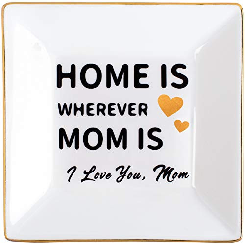 Kaidouma Gift for Mom from Daughter Son Ceramic Ring Dish Decorative Jewelry Plate Gifts for Mother s Day Birthday Thanksgiving Day Christmas   Home is Wherever Mom is