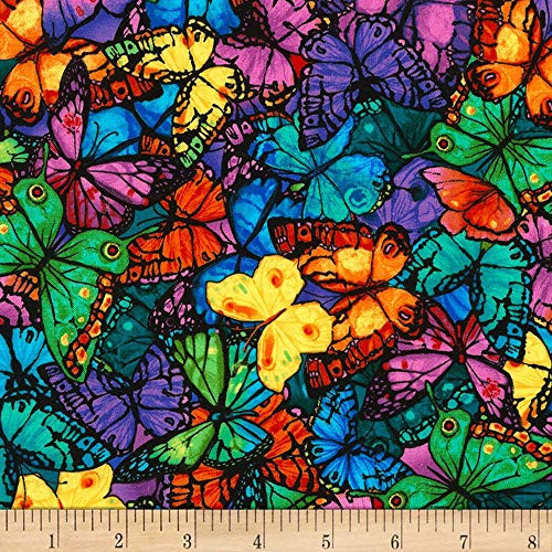 Timeless Treasures Pavilion Packed Butterflies Yard Bright