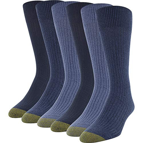 Gold Toe Men s Stanton Crew Socks 6 Pairs chambray denim midnight Shoe Size  6 125
