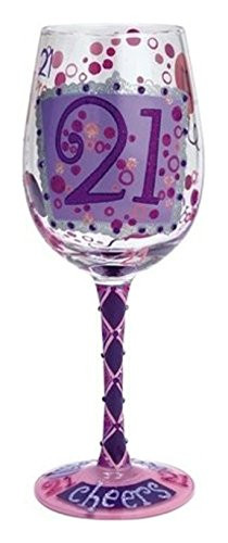 Enesco 21st Birthday Wine Glass 15 oz Multicolor