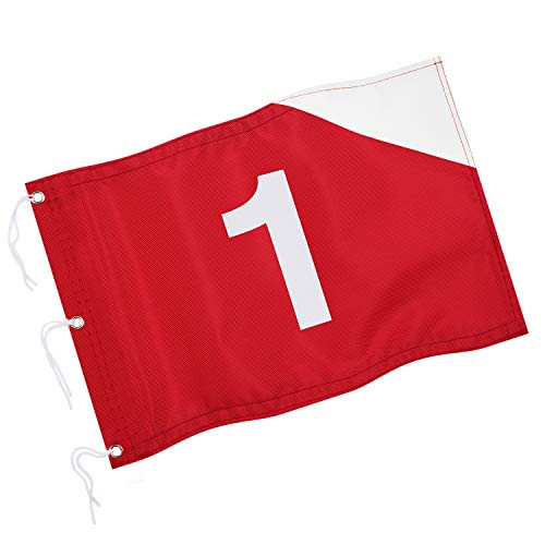 KINGTOP Golf Flag with Grommets and Securing Strings Putting Green Flags for Yard Durable Heavy Duty 420D Nylon Golf Pin Flag 20  L x 13  H Number 1