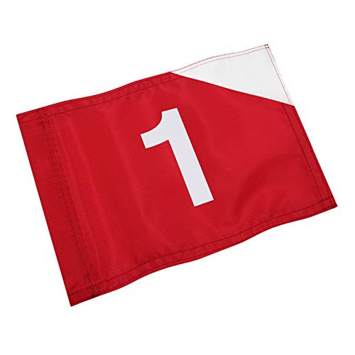 KINGTOP Golf Flag with Plastic Tube Inserted Putting Green Flags for Yard Durable Heavy Duty 420D Nylon Golf Pin Flags 20  L x 13  H Number 1