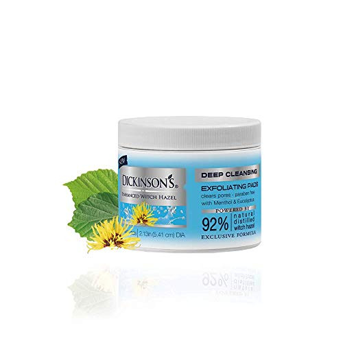 Dickinson s Enhanced Witch Hazel Deep Cleansing Exfoliating Pads Menthol and Eucalyptus 92  Natural Formula 60 Count