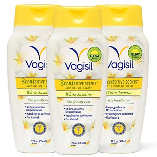 Vagisil Scentsitive Scents Daily Intimate Feminine Vaginal Wash White Jasmine Scent 12 Fl Oz  Pack of 3