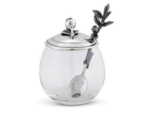 Vagabond House Pewter Blueberry Jam Jar Pot with Spoon 5 Tall 12oz Vagabond House Pewter Blueberry Jam Jar Pot with Spoon 5 Tall 12oz