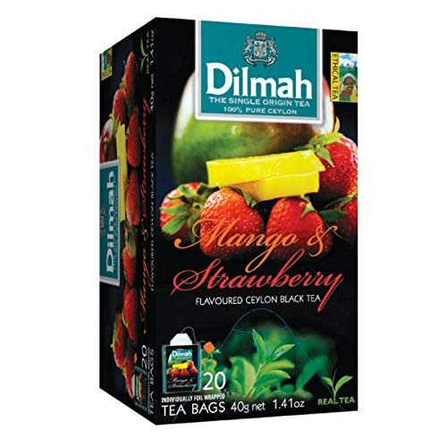 Dilmah Mango and Strawberry Flavored Ceylon Black Tea   20 Tea Bags   Sri Lanka Ceylon Dilmah Mango Strawberry Tea Real Tea