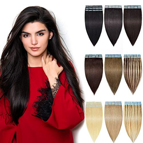 DILUSILK Tape in Hair Extensions Human Hair 100 Remy Hair 20pcs 50g Seamless Skin Weft 20 inch 1B Natural Black DILUSILK Tape in Hair Extensions Human Hair 100 Remy Hair 20pcs 50g Seamless Skin Weft 20 inch 1B Natural Black