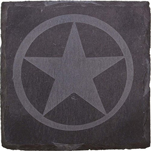 Thirstystone Etched Western Star Slate Coaster, Black