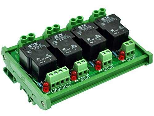 CZH Labs DIN Rail Mount 12V Passive 4 SPST NO 30Amp Power Relay Module