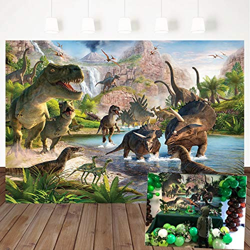 Mehofoto Dinosaur Birthday Backdrop Dinosaur Theme Party Background 7x5ft Vinyl Jungle Dinosaur Children Birthday Party Decoration Banner Photography Background