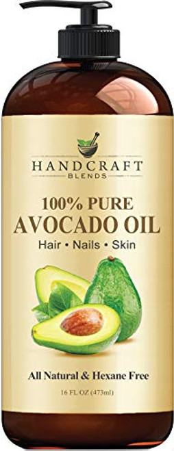 Handcraft Pure Avocado Oil   100  Pure and Natural   Premium Quality Cold Pressed Carrier Oil for Aromatherapy Massage and Moisturizing Skin   Hexane Free   16 oz   Packaging May Vary