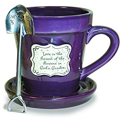 Divinity Boutique Flower Pot Love Is   Purple  Spoon With Scripture  Multicolor