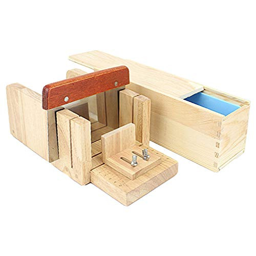 Premium Oak Adjustable Wood Soap Cutter Slicer Box   Multi Function Art Craft Soap Making Loaf Mold Wire Cutter with Handmade Silicone Soap Loaf Mould and Straight Soap Cutter Supplies
