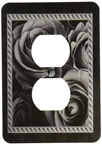 3dRose lsp_29956_6 Pewter gray roses surrounded by a striped and marbelized frame Outlet Cover Multi-Color