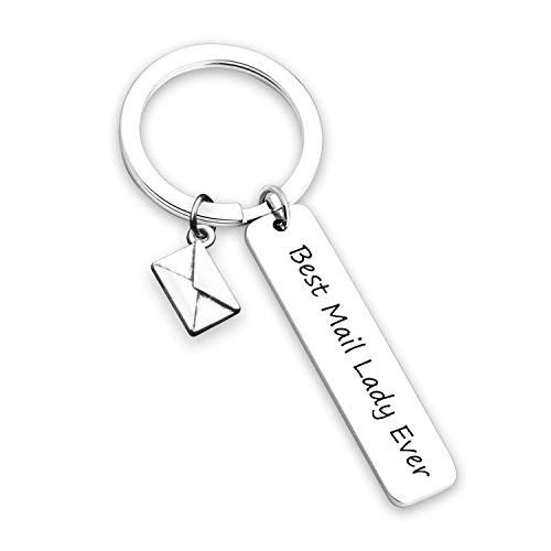 EIGSO Mail Carrier Keychain Best Mail Lady Ever Thank You Gift for Postal Worker Mail Lady Gift Letter Charm Keychain  Mail Lady KR