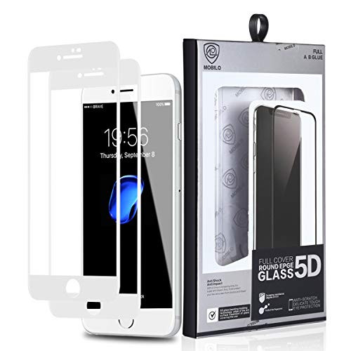 Screen Protector for Apple iPhone 7 8 3D Full Coverage 9H Hardness Dust proofs No Fingerprint Bubbles HD Tempered Glass Film 47 Inch White  2 Pack