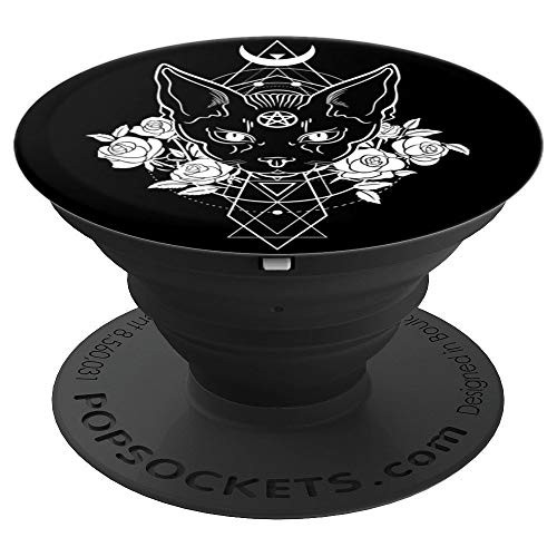 Occult Sacred Geometry Wiccan Pagan Pentagram Satanic Cat PopSockets Grip and Stand for Phones and Tablets