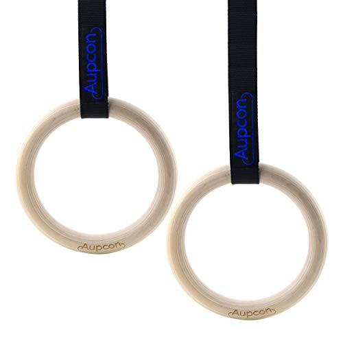 AUPCON Wooden Gymnastics Rings with Heavy Duty Adjustable Straps Olympic Gym Ring for Strength Training Workout Bodybuilding Cross Training Fitness Pull Ups and Dip 11 in AUPCON Wooden Gymnastics Rings with Heavy Duty Adjustable Straps Olympic Gym Ring for Strength Training Workout Bodybuilding Cross Training Fitness Pull Ups and Dip 11 in