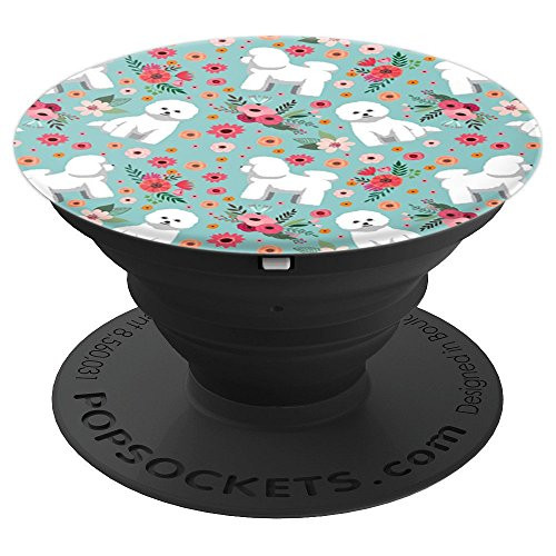 Cute Bichon Frise Flower Pattern PopSockets Grip and Stand for Phones and Tablets