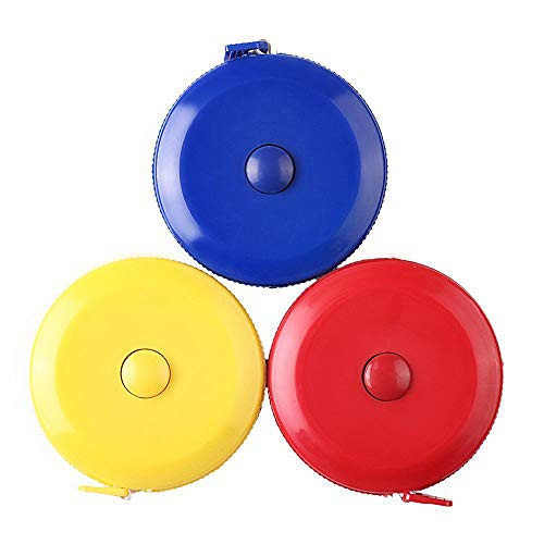 3 Pack Tape Measure 150 cm 60 Inch Push Button Tape Body Measuring Soft Retractable for Sewing Double Sided Tailor Cloth Ruler Red Yellow Blue by BUSHIBU 3 Pack Tape Measure 150 cm 60 Inch Push Button Tape Body Measuring Soft Retractable for Sewing Double Sided Tailor Cloth Ruler Red Yellow Blue by BUSHIBU