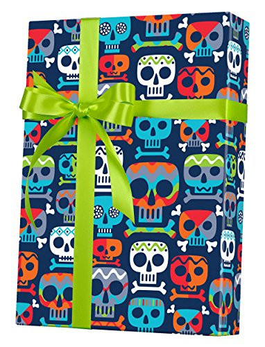 Skull Totem Reversible Gift Wrap Flat Sheet - 24" x 6'