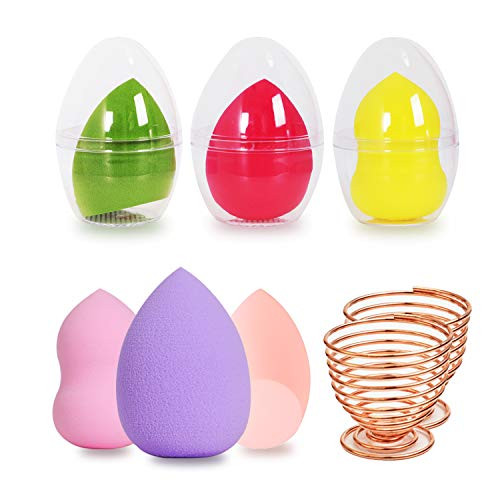 6 Pcs Makeup Sponge Set Blender Beauty Foundation Blending SpongeMulti colored Makeup Sponges Flawless for Liquid Cream and Powder with 2 Blender Holder   3 Travel Case