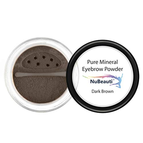 Mineral Eyebrow Powder by NuBeauti   Natural Brow Makeup Kit with Angled Contour Brush for Precision Sculpting to Color Eyebrows Precisely for Beautiful Perfect Brows  With Brush Dark Brown