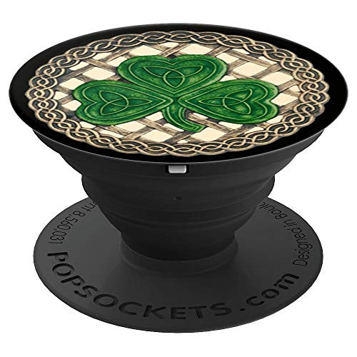Shamrock And Celtic Knot Beige Background PopSockets Grip and Stand for Phones and Tablets