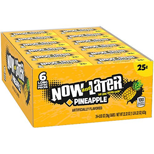 Now   Later Original Taffy Chews Candy Pineapple Pack of 24