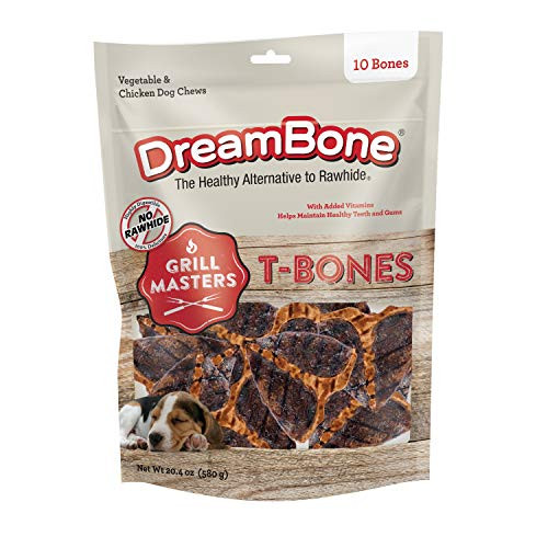 DreamBone Grill Masters T Bones 10Count Rawhide Free Chews for Dogs Multicolor  DBGM 00509