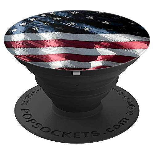 Vintage USA American Flag Design 4th Of July Gift On Black PopSockets Grip and Stand for Phones and Tablets