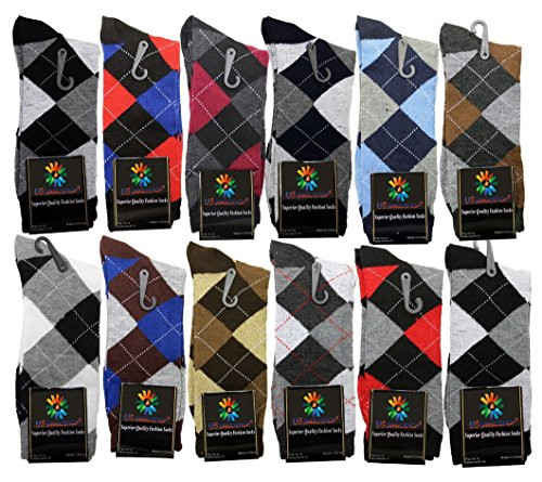 USBingoshopTM Mens Cotton Dress Socks 10 13 Argyle Pack of 12 USBingoshopTM Mens Cotton Dress Socks 10 13 Argyle Pack of 12