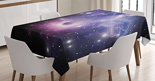 Ambesonne Outer Space Tablecloth Black Hole in The Nebula Gas Cloud in Outer Space Universe Astro Solar System Rectangular Table Cover for Dining Room Kitchen Decor 52  X 70  Purple Navy