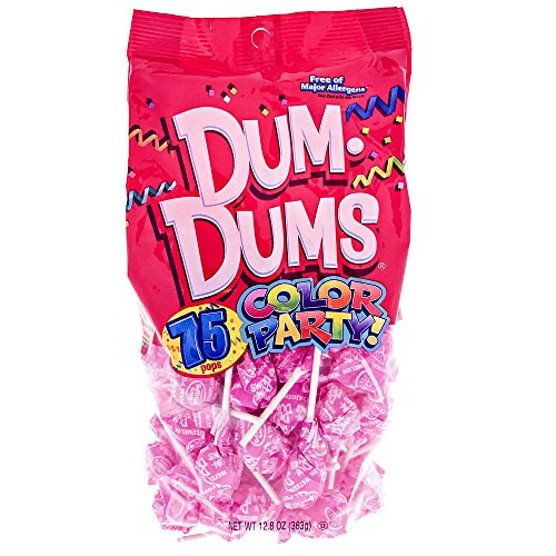 Hot Pink Dum Dums Color Party   Watermelon Flavored   75 Count Bag   128 ounces   Includes Free How To Build a Candy Buffet Guide