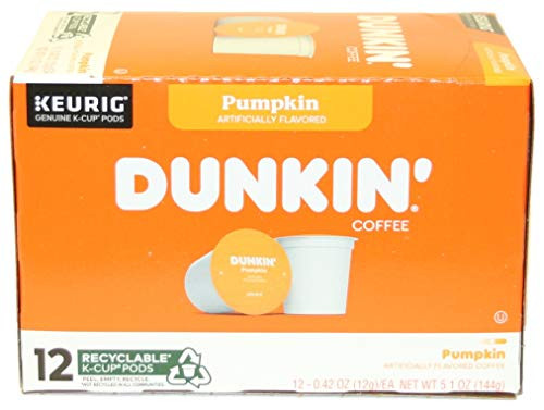 Dunkin Donuts K Cups Pumpkin Flavor   Box of 12 Kcups for use in Keurig Coffee Brewers