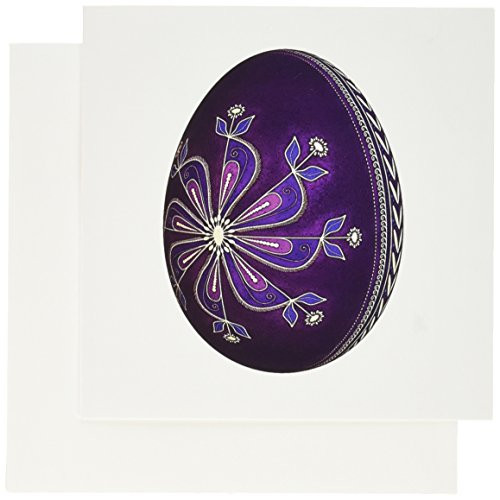 3dRose Dyed Purple Pysanky Easter Egg   Greeting Cards 6 x 6 inches set of 6  gc 43239 1